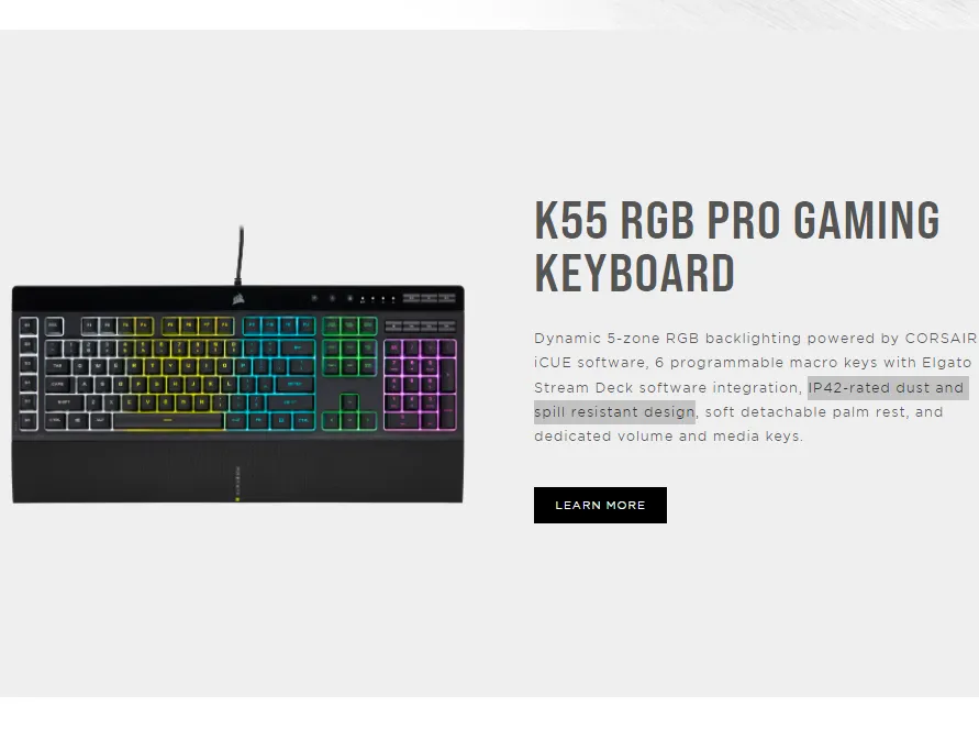 Corsair K55 RGB Pro Gaming Keyboard - Dynamic RGB Backlighting, Six Macro  Keys with Elgato Stream Deck Software Integration 