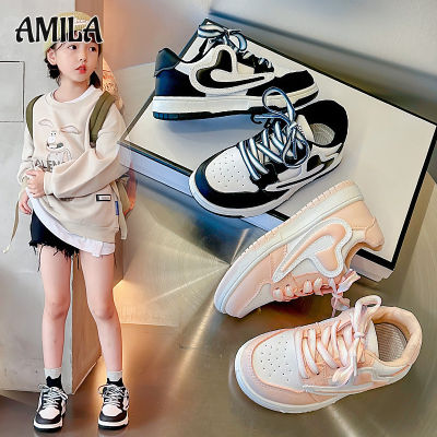 AMILA รองเท้าผ้าใบเด็ก รองเท้าลำลองพื้นรองเท้านิ่มแฟชั่นเด็กผู้หญิงสไตล์ใหม่