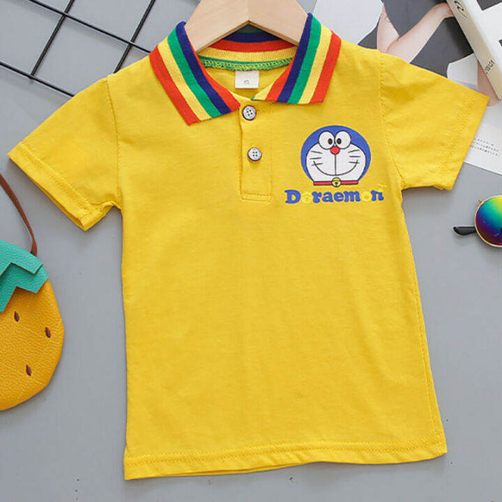 redcloudเด็ก-กางเกงขาสั้นเสื้อยืดเด็ก2ชิ้น-เซ็ตปกแขนสั้น