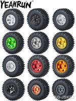 YEAHRUN 4PCS 1.0 Beadlock Wheel Rims and Rubber Tyres Set for 1/18 TRX4M 1/24 Axial SCX24 RC Crawler Upgrade Parts