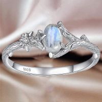 Vintage Fashion Moonstone Opal Rings for Women Natural Stone Branch Ring Wedding Party Anniversary Gift Jewelry anillos mujer