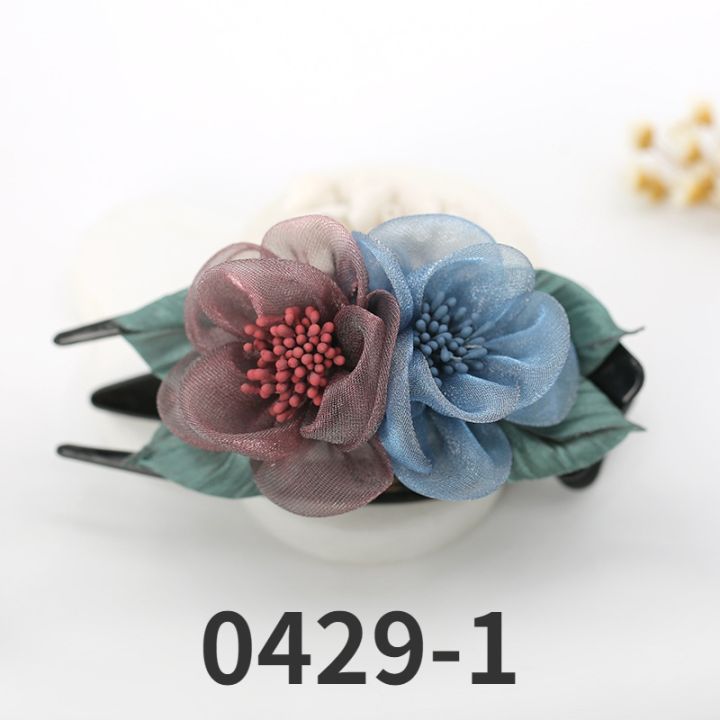 new-flower-silk-yarn-cloth-art-duck-beak-three-tooth-clip-pan-hair-clip-pan-hair-clip-fashion-exquisite-headdress