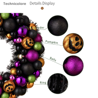 Technicolore พวงมาลาลูกบอลผงหัวหอมฮาโลวีนแบบไม่เหมือนใครสำหรับบ้านผีสิง