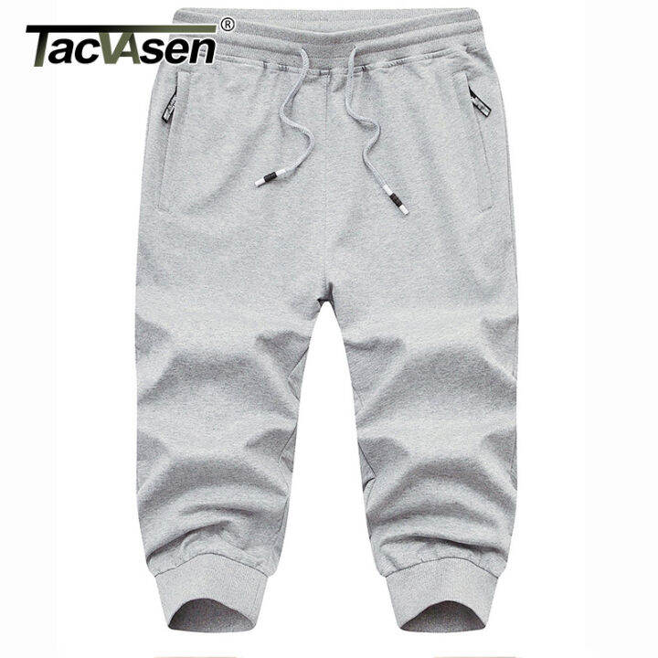 tacvasen-casual-shorts-34-jogger-capri-pants-mens-breathable-below-knee-outdoor-sports-gym-fitness-shorts-with-zipper-pockets