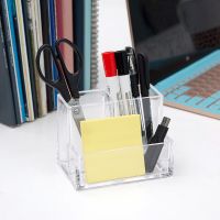 Clear Storage Bin For Pens Pencil Holder For Art Supplies Art Supply Organizer Desk Organizer With Sticky Notes Holder Clear Acrylic Pen Holder Makeup Brush Holder For Desk