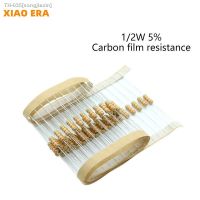 ☾ 100Pcs 1/2W Carbon Film Resistor Sets 0R-22M 5 Tolerance 5.6R 39R 68R 1.2K 62K 2M 3M 4.7M 10 Ohm Resistance Electronics Diy Kit