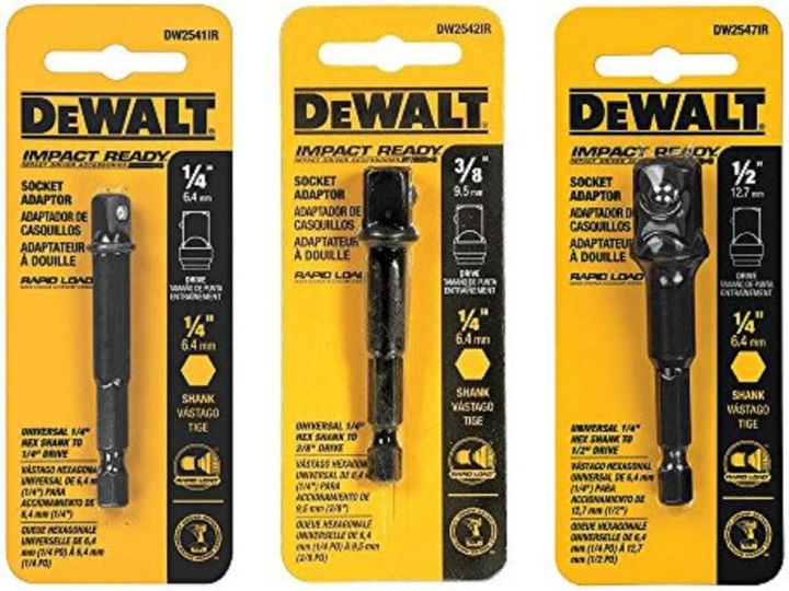 DeWalt 3-pc Socket Adapter Set includes DW2541IR, DW2542IR, DW2547IR