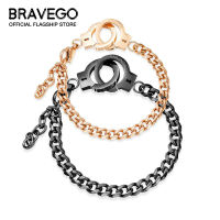 Bravego แฟชั่นคู่ Handcuff สร้อยข้อมือ Punk สแตนเลสสร้อยข้อมือเหล็กวันวาเลนไทน์ของขวัญเครื่องประดับ