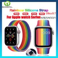 สายรุ้งสำหรับสายคาด Apple Watch อัลตร้า49มม. สายนาฬิกาสปอร์ตสำหรับ I Watch 38มม. 42มม. 8 7 6 SE 5 4 3/2/1 44มม. 40มม. 41มม. 45มม.