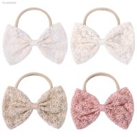 ✣﹍ Baby Girl Floral Embroidered Elastic Nylon Hair Ties Kids Toddler Solid Color Bow Ties Hair Accessories