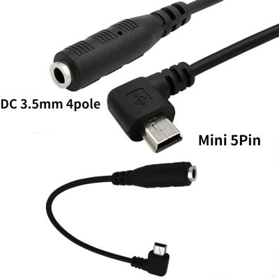 Kabel Adaptor Audio Ke 3.5 USB Mini Tikungan 90 Derajat V3 Mini 5P Hingga 3.5Mm Kabel Konversi Headset Ponsel Wanita 0.15M