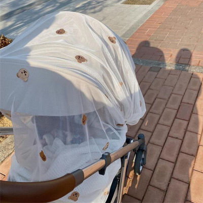 Newborn Baby Stroller Mosquito Net Embroidered Mesh Anti-mosquito Breathable Summer Carriage Trolley Sun Shade Cover Accessories