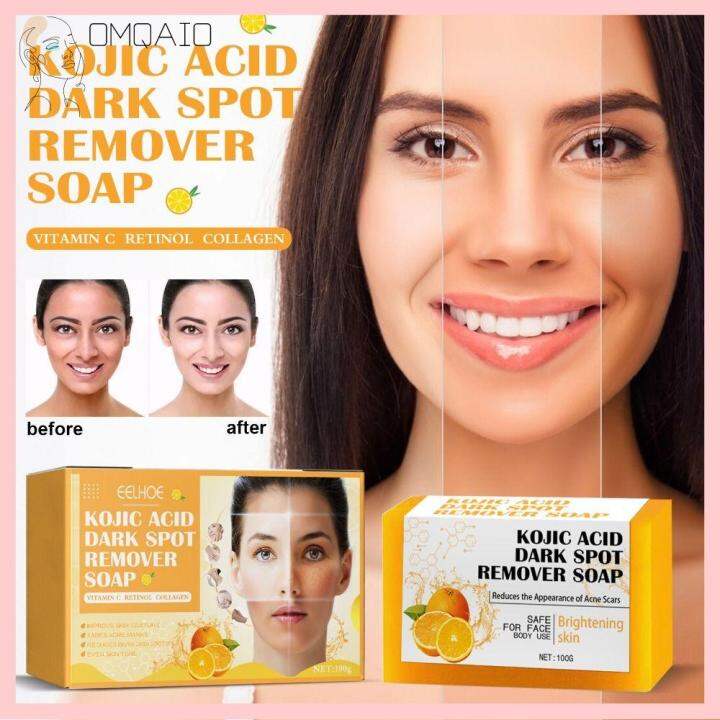 OMQAIO Orange Kojic Acid Soap Lemon Turmeric Brightening Dark Spots