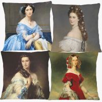 European Retro Vintage Oil Painting Portraits Girls Cushion Covers Bedroom Decorative Cushion Cover Sofa Throw Pillow Case