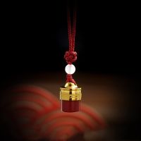 High Purity Crystal Benmingnian Red Cinnabar Pendant Natural Quartz Glass Tube Cinnabar To Ward Off Evil Necklace Women Jewelry