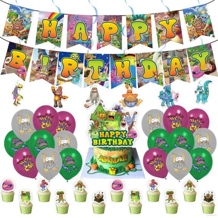 My Singing Monsters Theme kids birthday party decorations banner cake ...