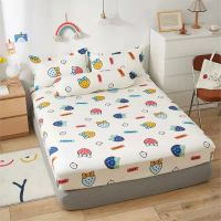 Luxurious Polyester Mattress Cover Elastic Band Fitted Bed Sheet Dustproof Bedding Kid Cartoon Mattress Cover Single Double Size