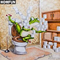 【hot】●  HOMFUN Square/Round 5D Painting  Frog toilet  Embroidery A00615