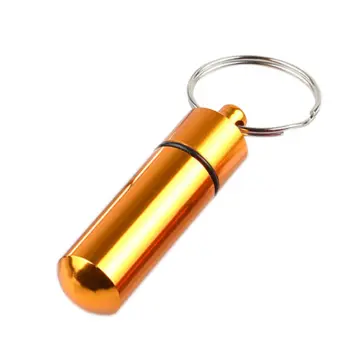 Waterproof Pill Bottle Aluminum, 8pcs Outdoor Capsule Keychain Waterproof  Pill Holder Box Case Bottle Keychain Container Storage Metal Container(color