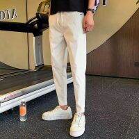 NGHG MALL-Cotton casual pants, mens elastic versatile cropped pants, elastic waist pants