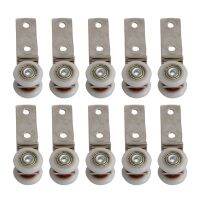 ¤ 10Pcs 2.55x0.74inch Bend Pipe Metal Bearing Pulley Block with Two Plastic Wheel for Sliding Door Window Cabinet