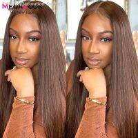 4 Light Brown Straight Lace Front Wig Colored Human Hair Wigs For Women MEGALOOK 13x4 Lace Front Wig Chocolate Brown Color 180 [ Hot sell ] Decoration Center