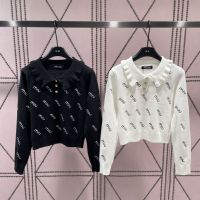 HVZP MIU MIU 23 summer New Elegant Fashion letter beaded logo slimming sweater sweater