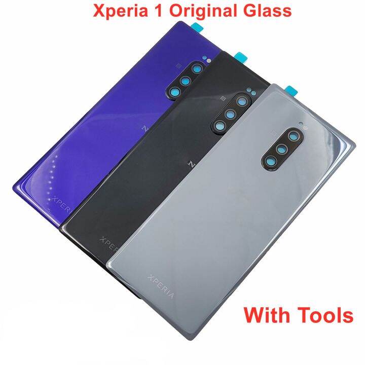 gorilla-glass-for-sony-xperia-1-100-original-new-battery-cover-hard-back-door-rear-housing-panel-camera-lens-sticker-replace