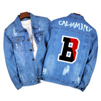 2020 new denim mens spring and autumn trend mens jacket printed denim coat men