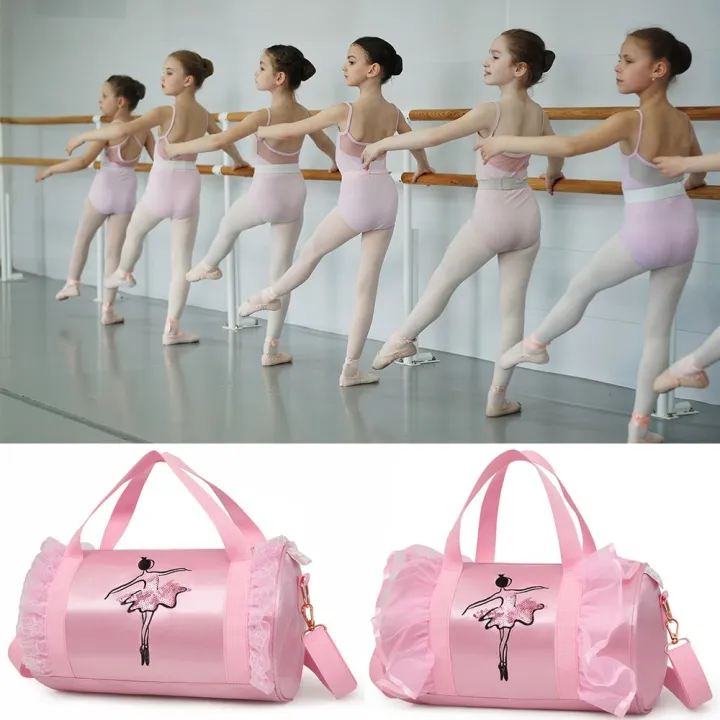 【COD】Kids Gymnastic Sports Backpack Dance Dress Barrels Handbag Ballet