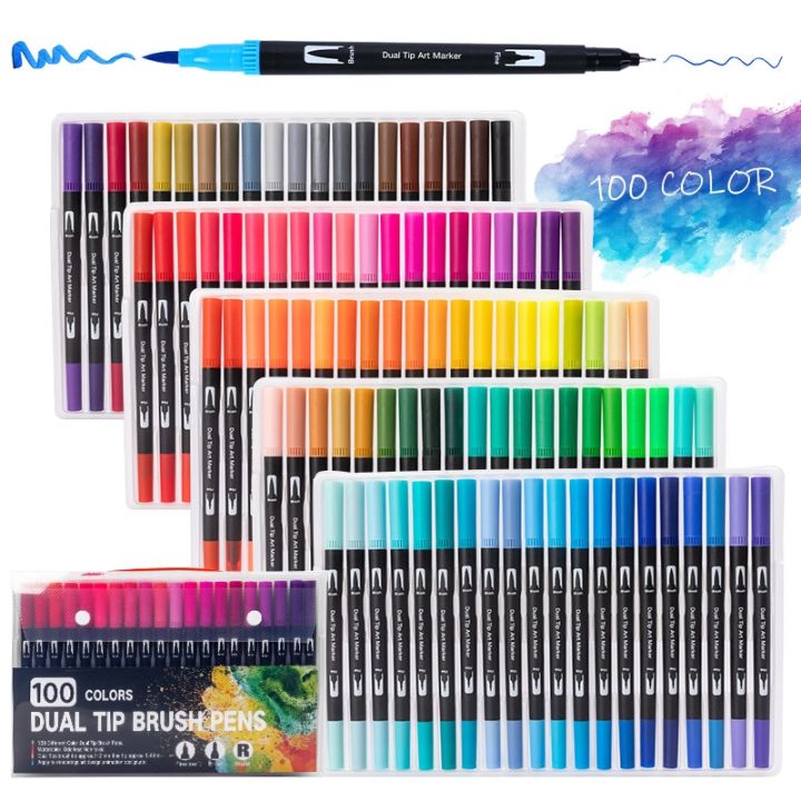 12-120 Color Art marker Watercolor Pen Brush Markers Dual Tip