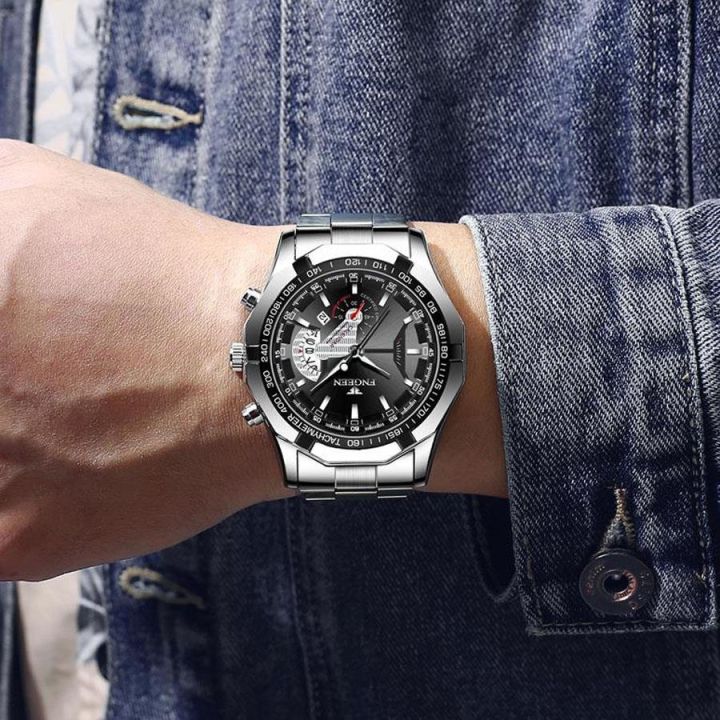 ผู้ชายนาฬิกาธุรกิจนาฬิกาควอทซ์ผู้ชายวงสแตนเลสกันน้ำวันที่นาฬิกาข้อมือ-relogio-masculino