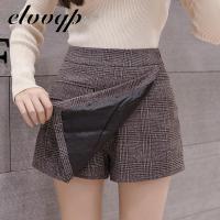 High Quality New Autumn Pocket Woolen Blend Winter Shorts ashion Button Plaid Office Work Skirt Rl Women Mini Skirts