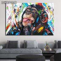 Abstract Colorful Animal Painting Modern Lion Graffiti Monkey Wall Art Funny Picture Cuadros Canvas Poster Print Home Decoration