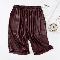 【ดีที่สุดสำหรับคุณ】 Mens Home Silk Satin Pajamas Shorts Pajamas Sleep Bottoms Nightwear Sleepwear