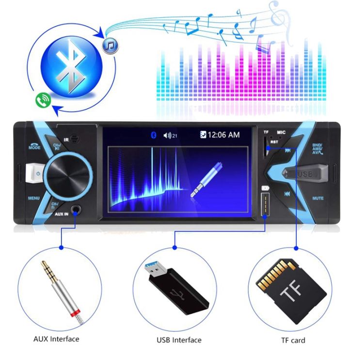 เครื่องเสียงรถยนต์-din-เดี่ยว4-3นิ้วหน้าจอรถวิทยุบลูทูธเสียงแฮนด์ฟรี-เครื่องรับ-fm-usb-fast-charging
