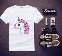 เสื้อยืดสกรีน Unicorn ใส่สบายๆ ไม่ยืด ไม่ย้วย สีสันสดใส