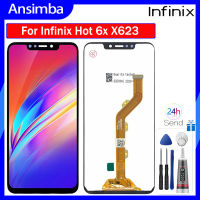 Ansimba หน้าจอ6.2 สำหรับ Infinix 6X ร้อน X623ชิ้นส่วนจอสัมผัสแอลซีดีของเครื่องแปลงดิจิทัลสำหรับโชว์ X623 Infinix Hot6X อะไหล่ซ่อม