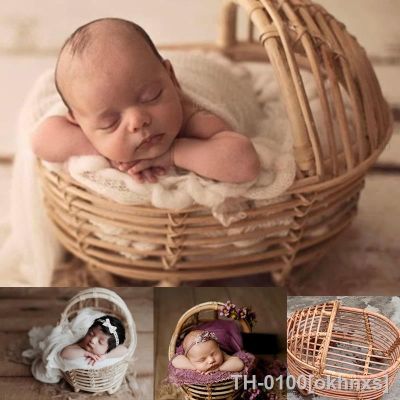 ﹊❒℡ okhnxs Fotografia recém-nascido adereços rattan redondo recipiente cesta cadeira bebe foto acessórios recien bebê menina menino posando cama de fundo