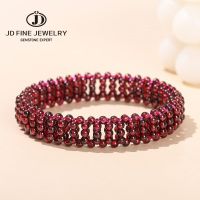 JD Natural Garnet Bead Small Bead Braided Bracelets For Women Fashion Elegant Handmade Wide Wrist Bangles Female Energy Jewelry Charms and Charm Brace