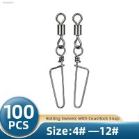 ❀ TIANNSII 100pcs Stainless Steel Rolling Swivels With Coastlock Snap Carp Fishing Accessories For Fishhook Lure Fishing Connector