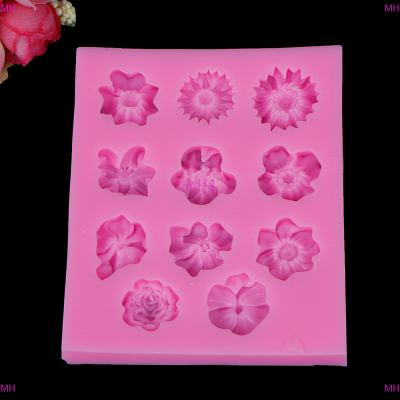 💖【Lowest price】MH แม่พิมพ์ซิลิโคนรูปดอกไม้แม่พิมพ์ฟองดองเครื่องมือตกแต่งเค้กแม่พิมพ์ช็อคโกแลต1ชิ้น