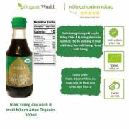 Nước tương đậu nành ít muối hữu cơ Asian Organics 200ml