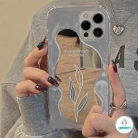 Makeup Mirror Leaf Phone Case for IPhone 14 13 12 11 Pro Max X XS Max XR 8 7 Plus Shockproof 4 Corners Shockproof Soft TPU Back Cover