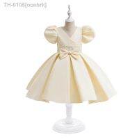 ✷ↂ∈ ocehrk Vestidos de Puff Meninas Vestido Aniversário Infantil Casamento Trajes Fotográficos Rosa Branco 4 Cores 110cm-150cm