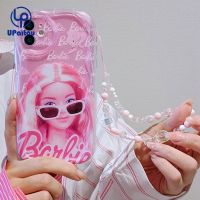 UPaitou เคสสำหรับ OPPO A57 A78 A77 A17k A17 A77s A76 A96 A16 A16s A15 A15s A94 A5s A3s A7 A53 A95 A9ตุ๊กตาบาร์บี้สีชมพู A33 2020 Reno 5 A5 F9ตุ๊กตาบาร์บี้มีโซ่หยักเป็นลอนโค้งที่คลุมป้องกันเนื้อนิ่ม TPU เคสโทรศัพท์ปิดขอบ