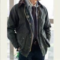 Mens Hunting Oil Wax Jacket Lapel Multi-pocket Zipper Work Top Mens Military Green Tactical Trench Coat