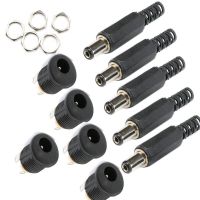 10PCS (5Pairs) 12V 3A 5.5*2.1MM Plastic Male Plugs DC022 DC Power Socket Female Jack Screw Nut Panel Mount Connector 5.5 x 2.1mm  Wires Leads Adapters