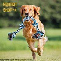 EQUOMT กำไลข้อมือลายเชือกบิดเกลียวฝึกการกัดผ้าคอตตอนขนาด5นอตของเล่นทำความสะอาดฟันเชือกสุนัขอุปกรณ์สำหรับสัตว์เลี้ยงของเล่นฝึกเคี้ยว