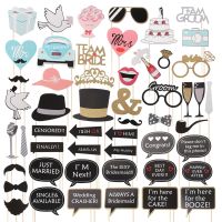 53pcs Wedding Party Photobooth Props Beard Lips Party Decorations Camera Cocktail Photo Booth Props